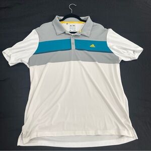 Adidas Climacool White, Gray & Teal Men’s Short-Sleeve Polo